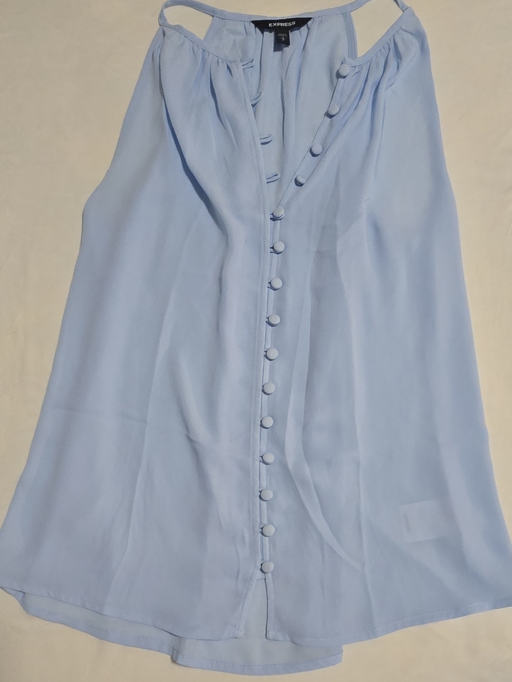 Express Light Blue Button-Front Halter Camisole
